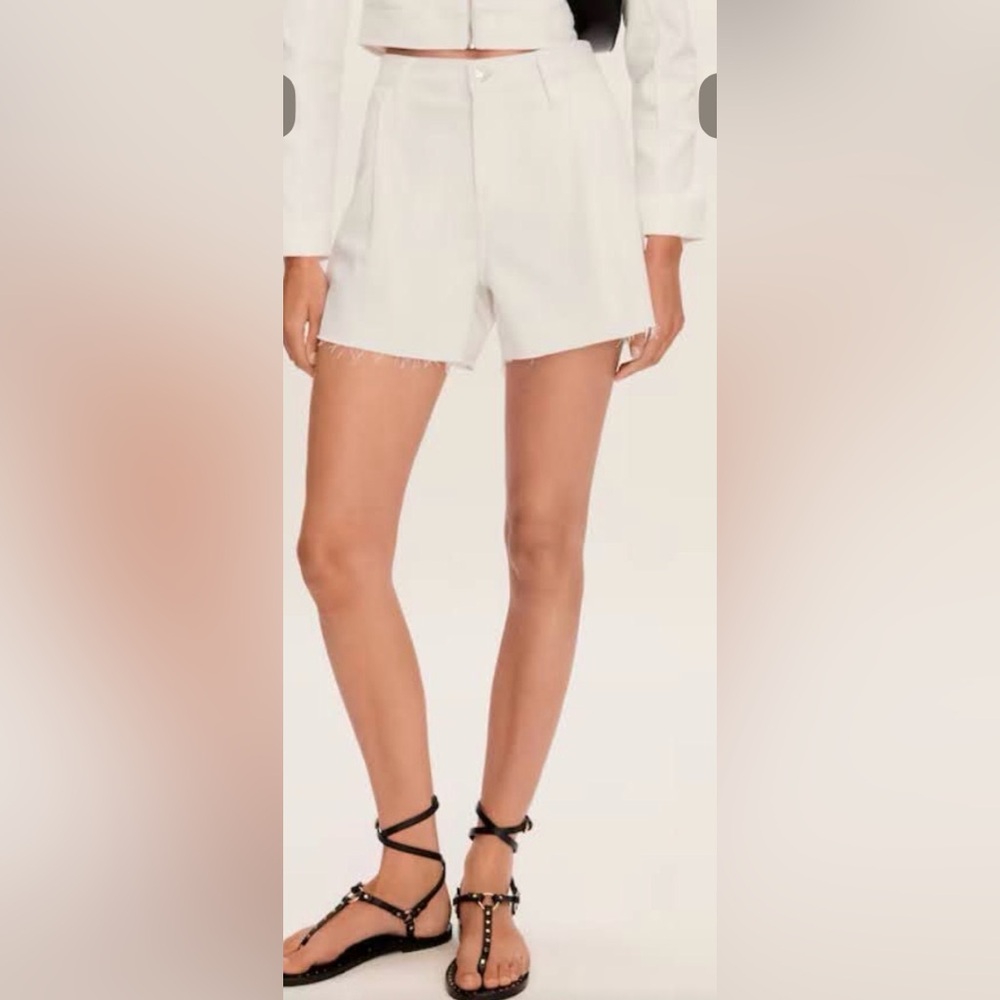 Mango High Waist White Shorts